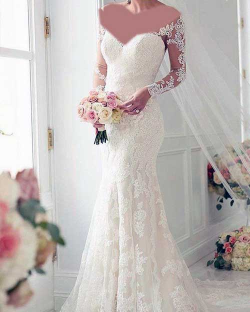 لباس عروس دنباله‌ دار گیپوری
