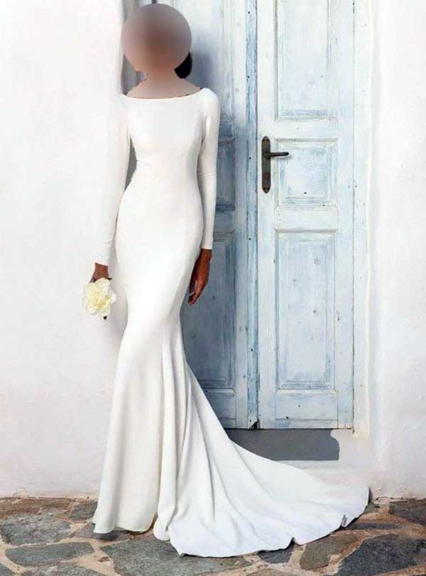 لباس عروس دنباله‌ دار مینیمال